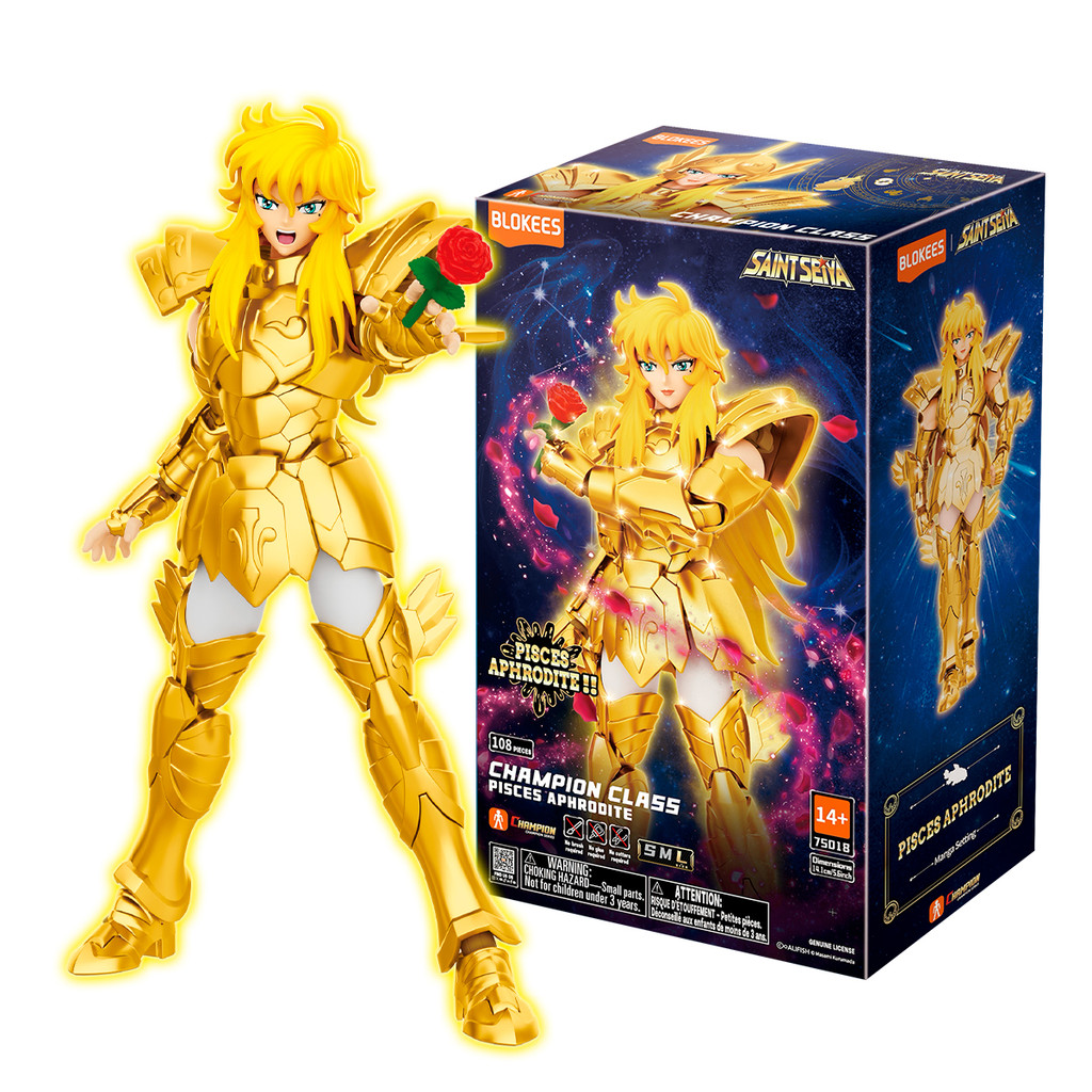Boneco Montável Blokees Saint Seiya Champion Class Pisces Aphrodite Colecionável Model Kit Pré-venda