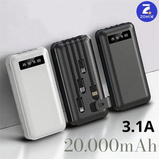 Carregador Power Bank Portátil de celular 20000mah/10000MAH Universal Saida 4 Cabos-Zonix