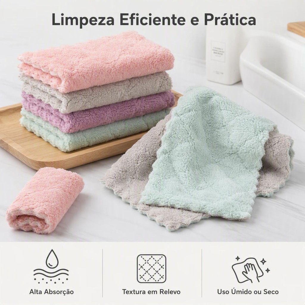 1/2/5 Pcs Pano De Prato Forte Absorção De Água Microfibras Casa Pano De Limpeza Super Absorvente Microfibra Toalha