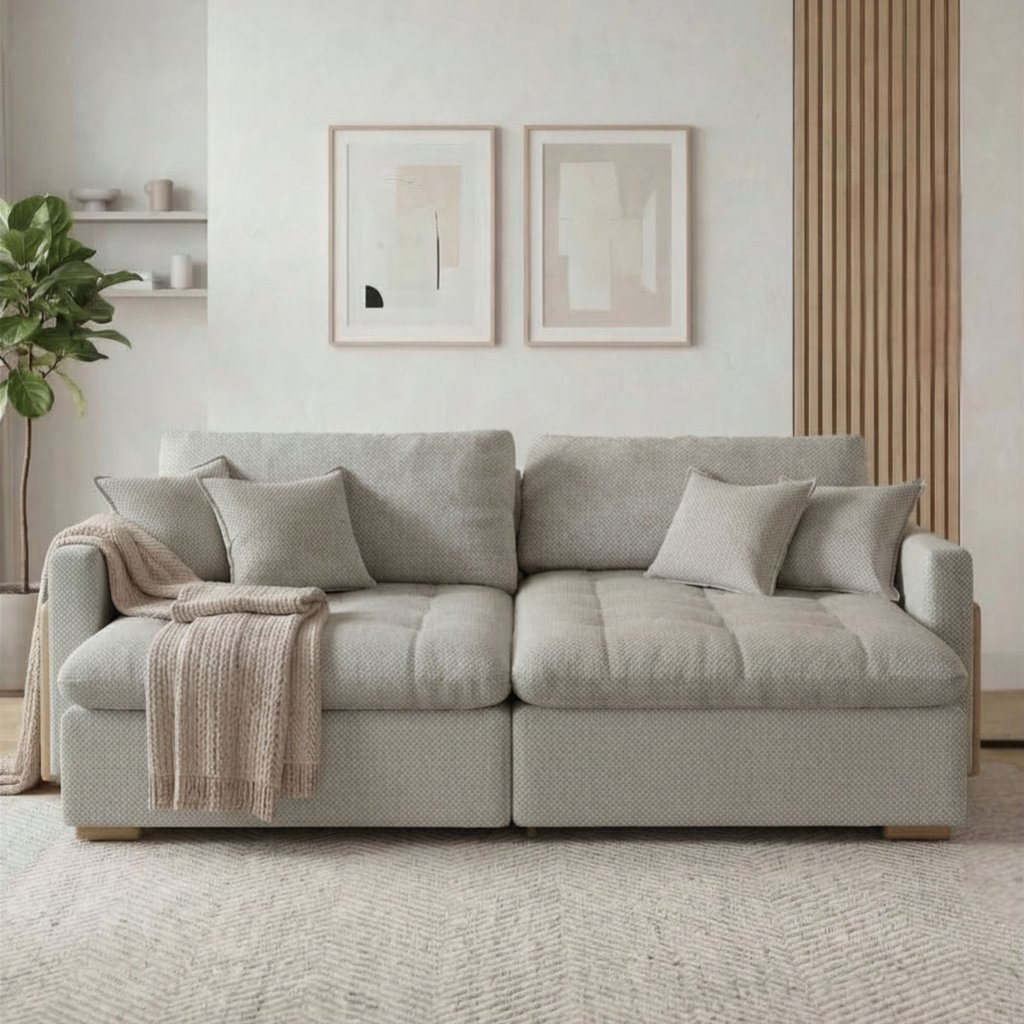 Sofá Cama 2 Lugares Retrátil Reclinável 180cm Linho com Molas Ensacadas Atena Yescasa Cinza Claro