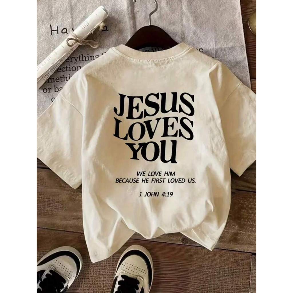 Tshirt Feminina Estilosa Camisa Estampada JESUS LOVE YOU Estampada Lançamento Camiseta 100% Algodão Moda Evangelica