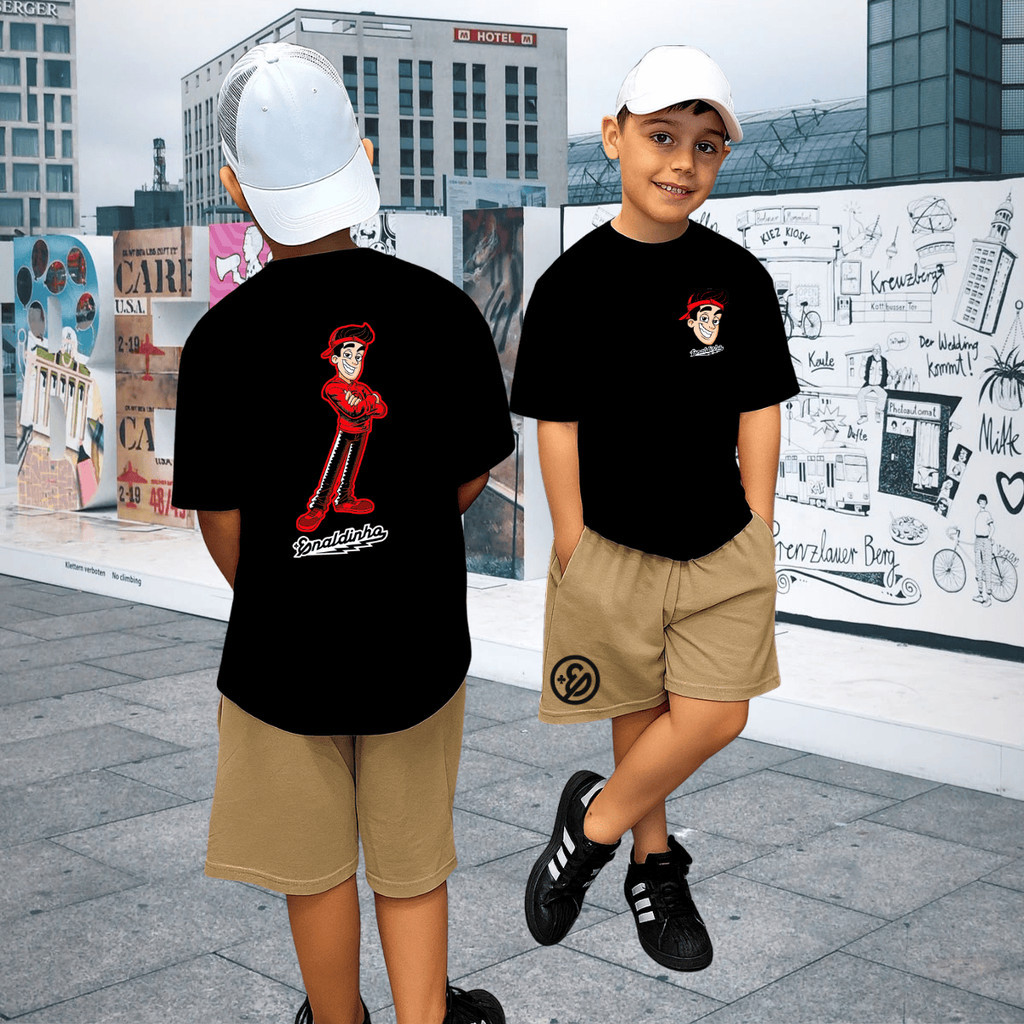 Conjunto Infantil Camiseta Oversized Criança Desenho Enaldinho Com Bermuda Menino