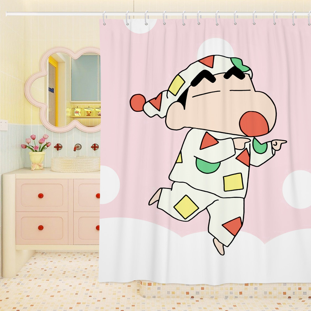 Estilo japonês Crayon Shin-Chan dos desenhos animados Anime cortina de chuveiro à prova dwaterproof água banheiro chuvei