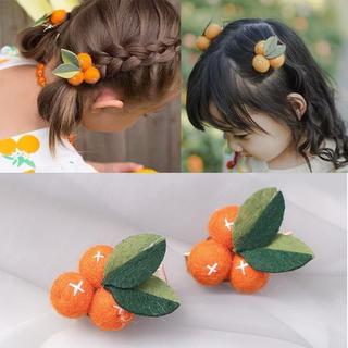 Coreia coreia clipe lateral de pelúcia ins influenciador grampo de cabelo do bebê pequeno laranja grampo de cabelo bonit