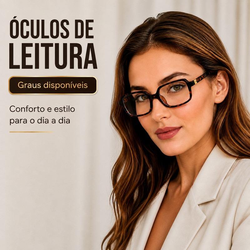 Óculos de Leitura Miu Anti Luz Azul Retangular Retrô +1,00 a +2,50