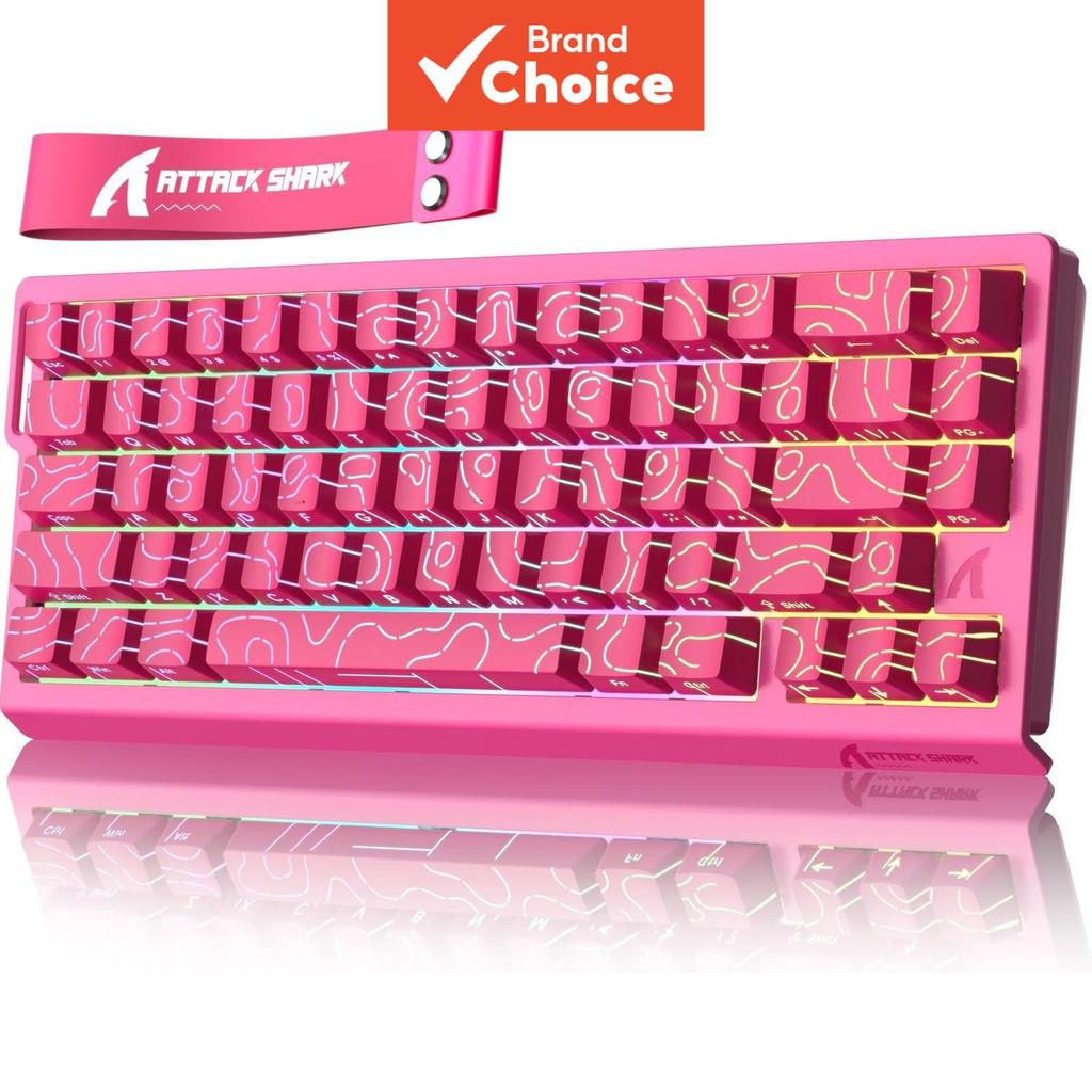 ATTACK SHARK X68 HE Teclado Magnético Hall Effect, Taxa de Polling 8K, Gatilho Rápido Ajustável, Teclado Gamer RGB de