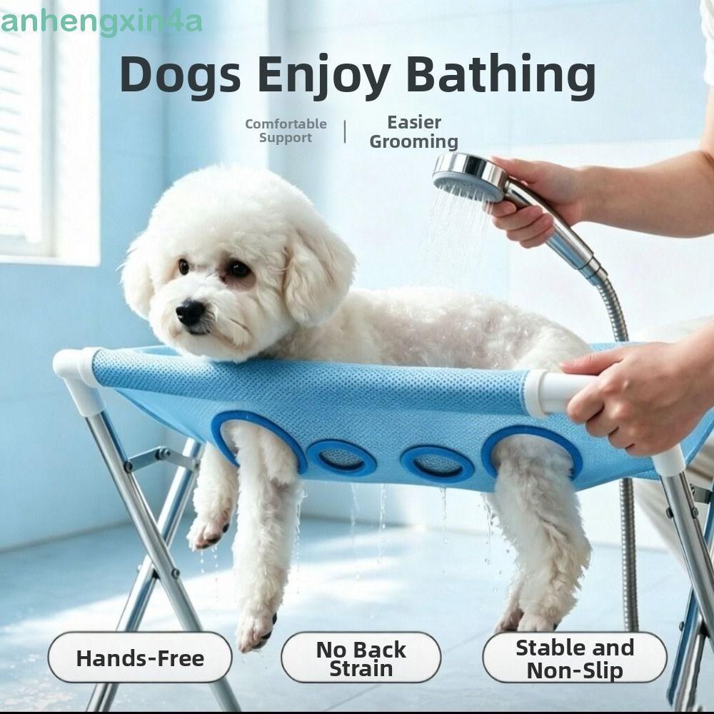 Mesa De Cuidados Para Animais De Estimação ANHENGXIN , Suporte De Banho Dobrável De Malha De Secagem Rápida , Plataforma