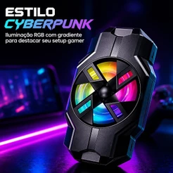 Cooler Refrigerador Portátil Gamer Para Celular Preto RGB