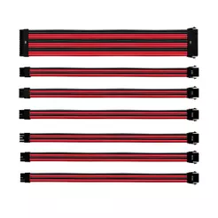 Kit Cabo Extensão Sleeved Para Fonte Cooler Master Psu 30cm Capa De Pvc Vermelho E Preto | Cma-Nest16rdbk1-Gl
