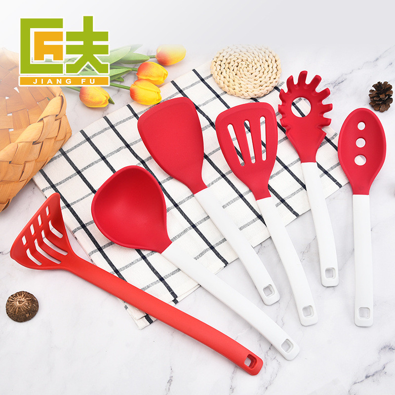 Utensílios de cozinha Utensílios de cozinha de Silicone Conjunto de 6 peças Colher de sopa de cozinha Conjunto de espátu