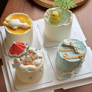 Pequeno pato amarelo deitado pato plano decoração de bolo bonito Animal decoração influenciador sorvete raspado gelo sob