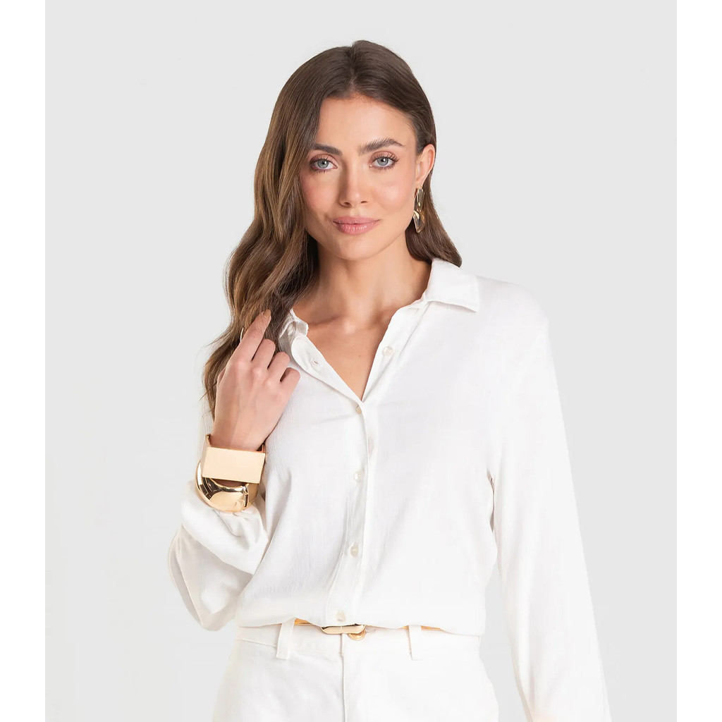 Camisa Feminina de Tecido Dianna Bege