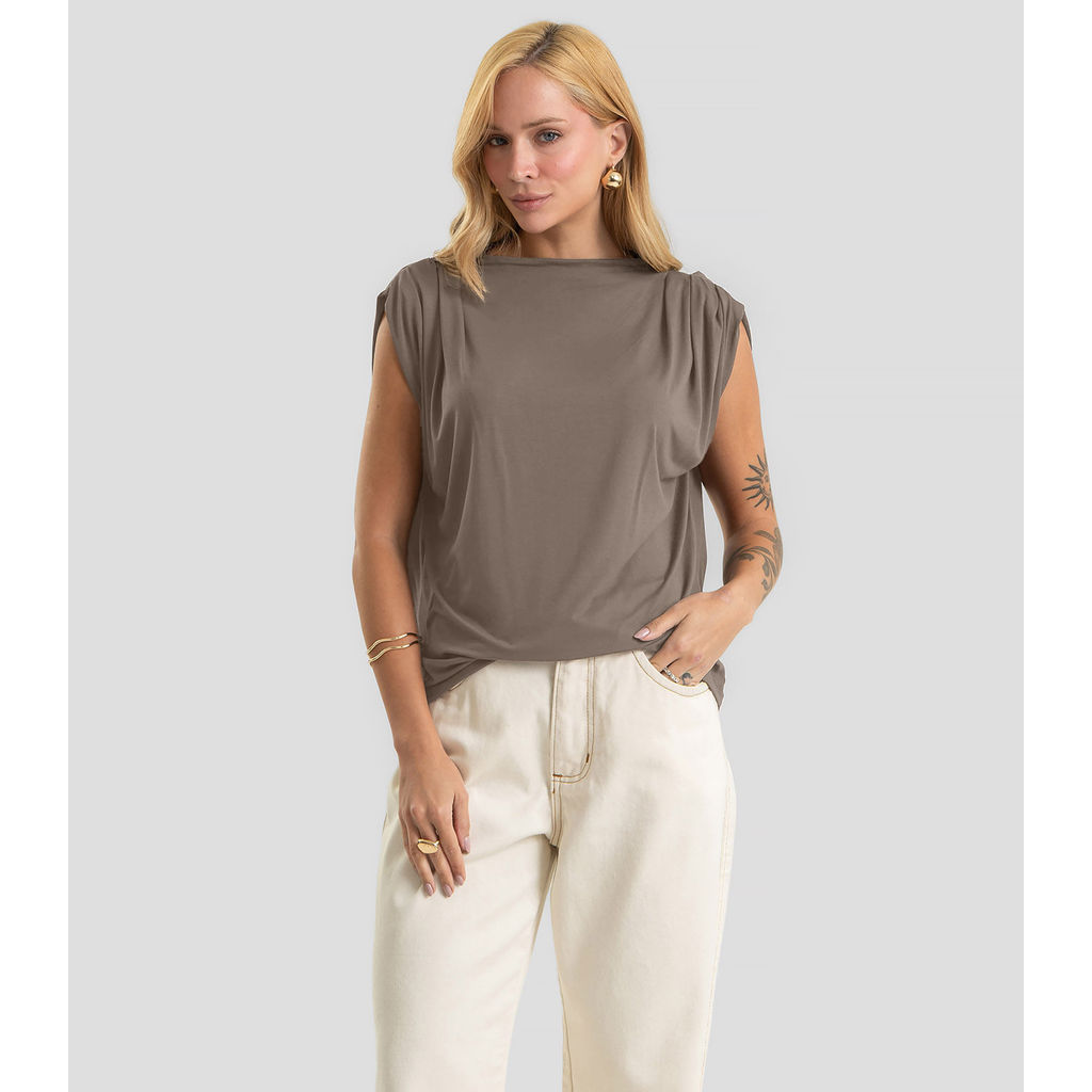 Blusa Feminina Gola Chaminé Visco Premiere Dianna Marrom