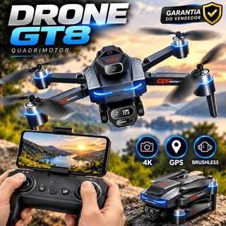 Drone Gt8 Quadcopter Profissional 4k Tela No Controle 1 Baterias com WiFi, Fotografia aérea, Helicóptero, Dobrável +Bag