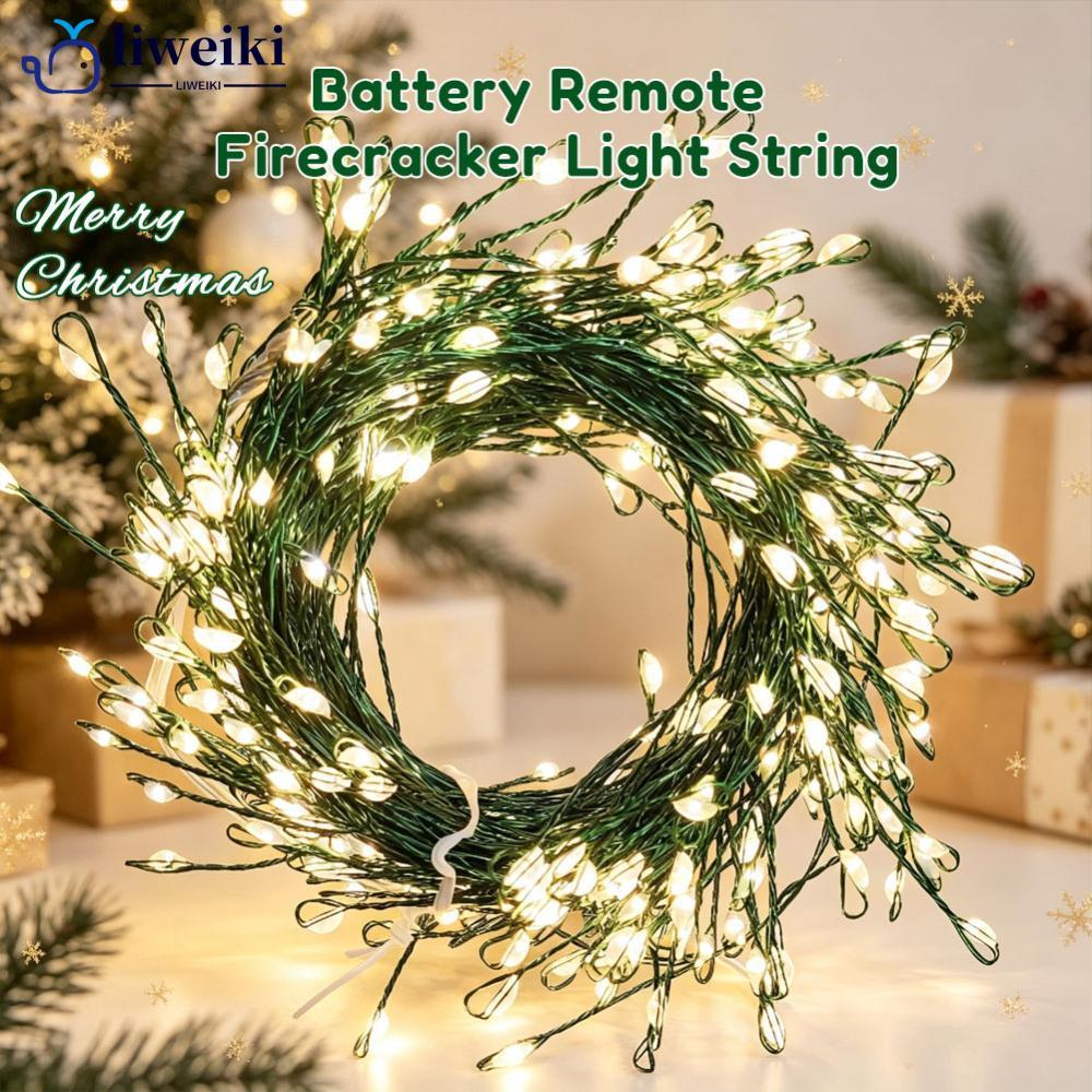 LIWEIKI 1.5M/3M/6M/9M LED Fio De Cobre Luzes De Corda De Fogos De Artifício Verde/Prata Caixa De Bateria À Prova D'água