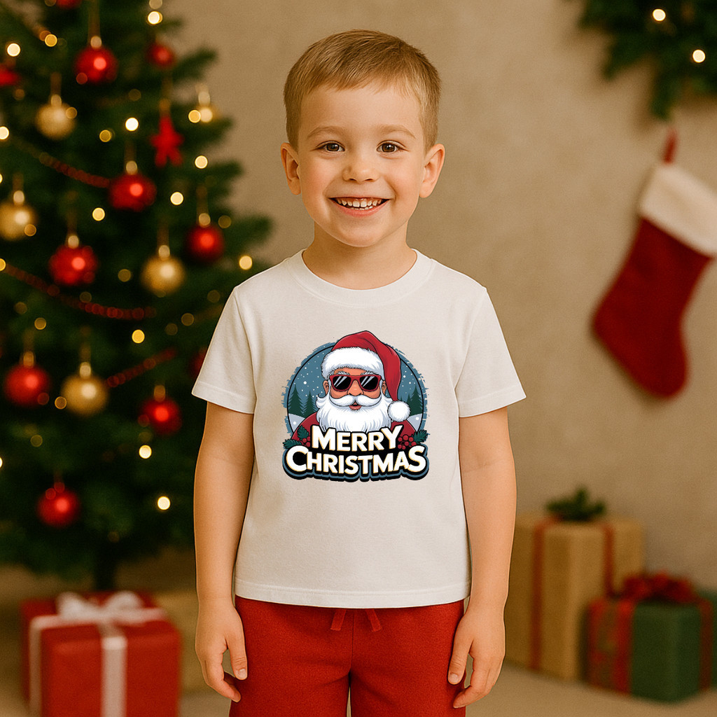 CONJUNTO INFANTIL CAMISETA ALGODAO E SHORT MOLETINHO ESTAMPA KIDS NATAL PAPAI NOEL PROMOÇAO DE LANÇAMENTO