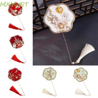 Ventilador De Grupo De Noiva MXMUST , Mini Chinês Portátil Com Borlas , Seda Antigo Estilo