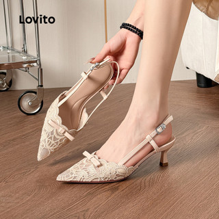 Lovito Sapatos De Salto Alto Elegantes Para Festa/casamento Escritório Com Cadarço Que Transmitem Sofisticação E Luxo Na Cor Bege Para Mulheres LFA121031