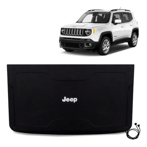 Tampão Porta Malas Bagagito Jeep Renegade 2015 Preto Com Cordinhas Emblema Montadora