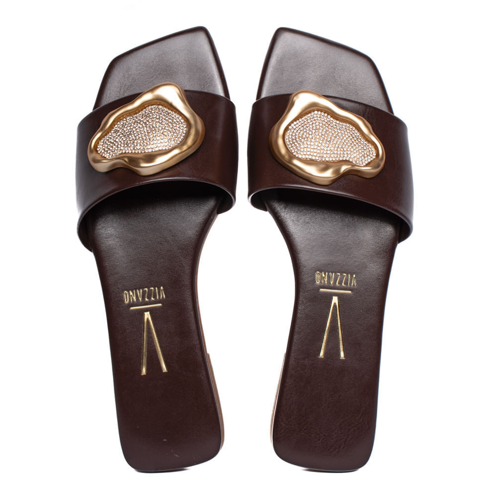 Chinelo Rasteira Feminino Vizzano Napa Garda Marrom Escuro