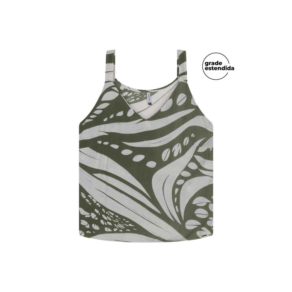 Regata Feminina Decote V Estampada Marialícia Verde