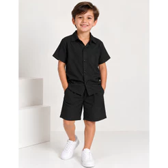 Conjunto Infantil Menino Camisa e Bermuda Viscolinho Casual Verão Confortável Premium