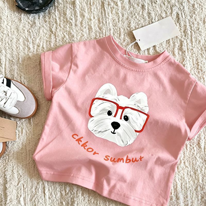 Verão novos meninos meninas dos desenhos animados camisetas de manga curta impresso crianças bebê Casual All-Match camis