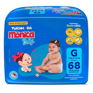 Fralda Descartável Turma Da Mônica Econômica G - 68 Unidades