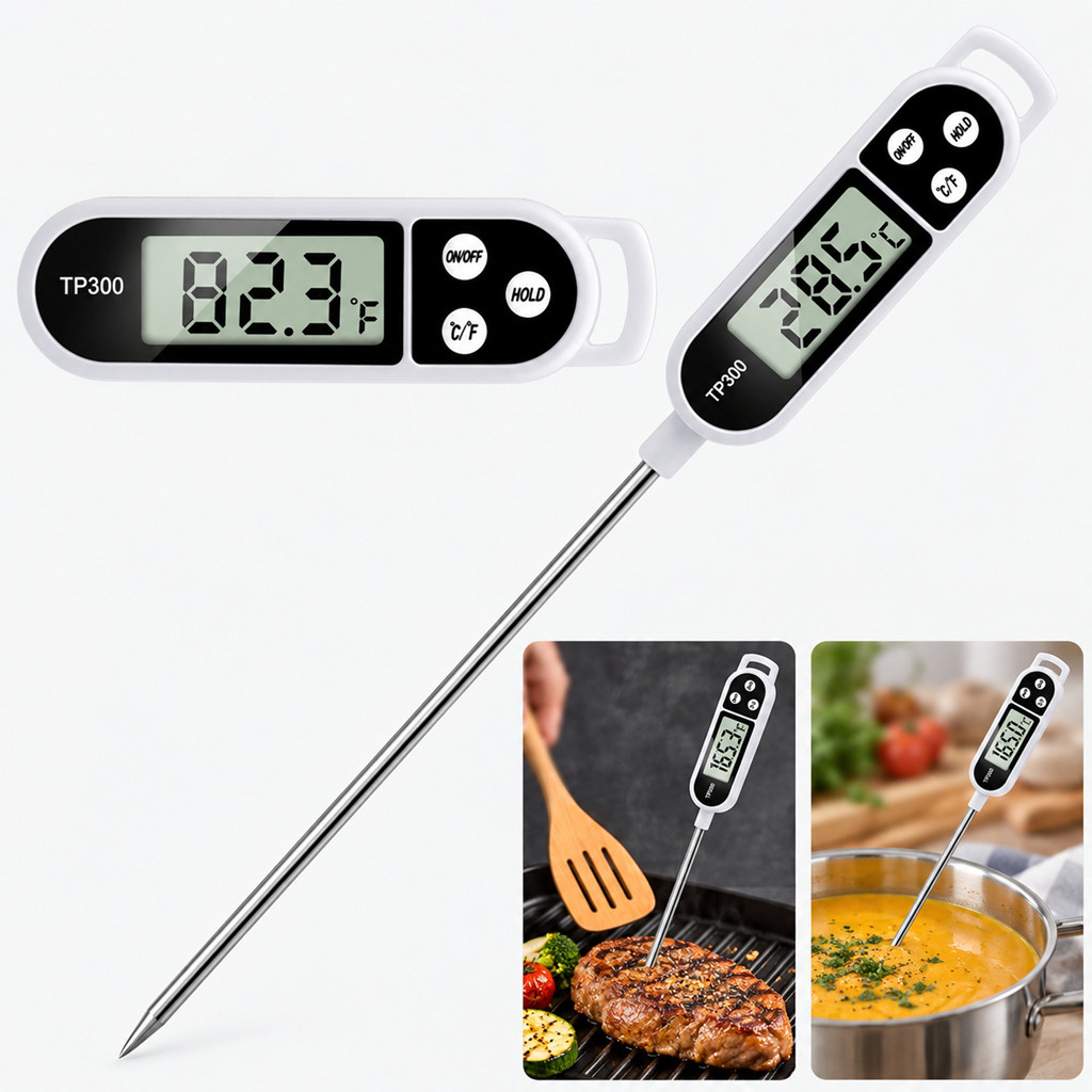 Termômetro Culinário Digital Tipo Espeto Para Cozinha Carne Churrasco Leite Óleo Bebidas