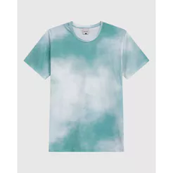 Camiseta Masculina Decote Redondo Manga Curta Estampa Tie Dye Em Algodão