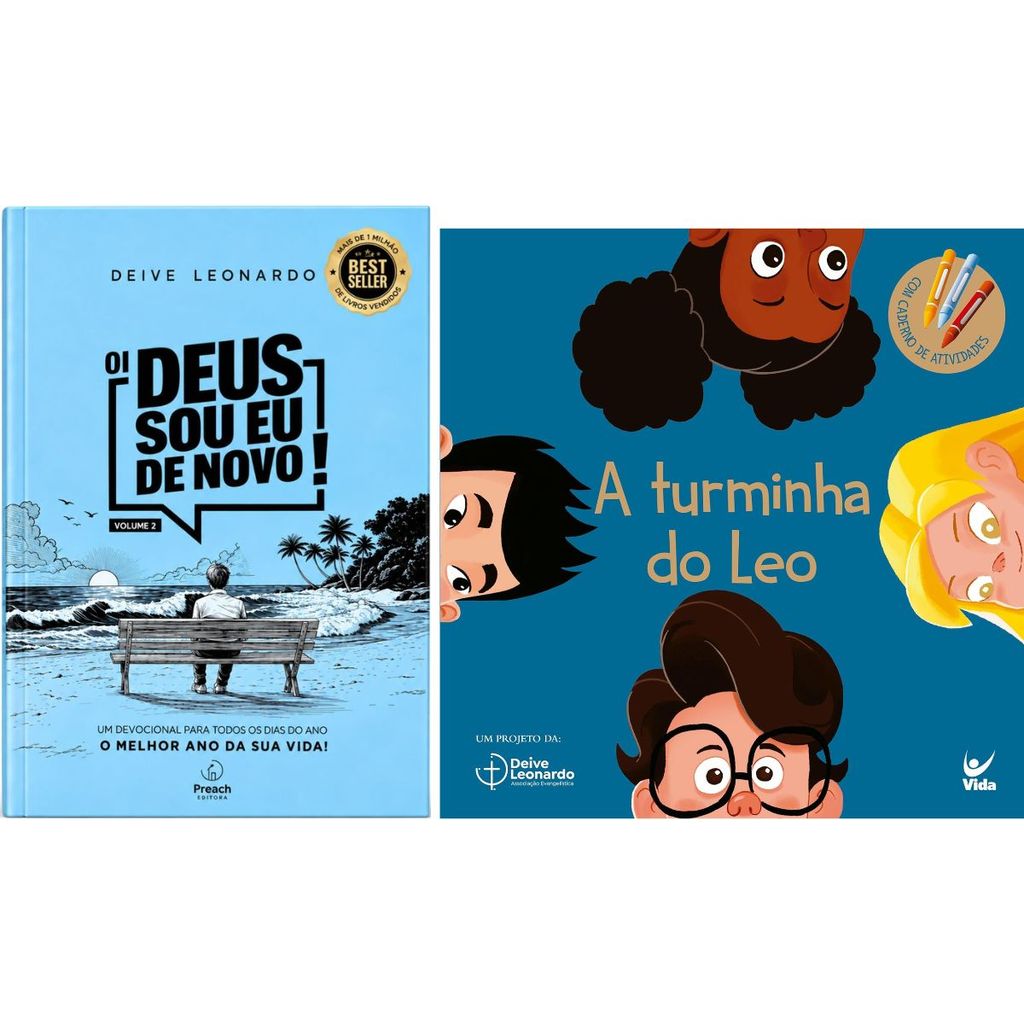 Kit 02 Livros Deive Leonardo | Devocional Oi Deus, Sou Eu de Novo + A Turminha do Leo