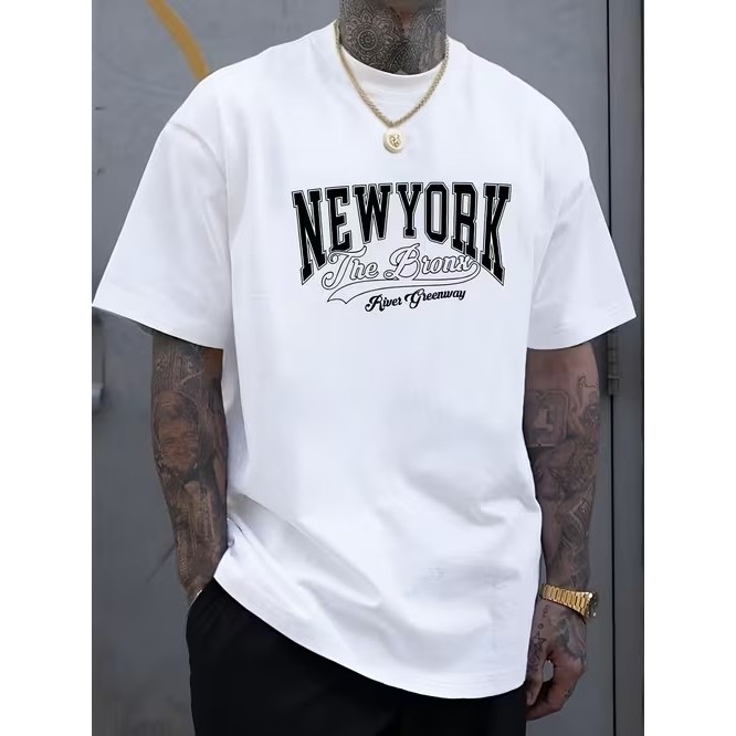 Camiseta Masculina Manga Curta Estampada New York Confortável Moderna Premium Estilosa Casual Moda Verão Tendência