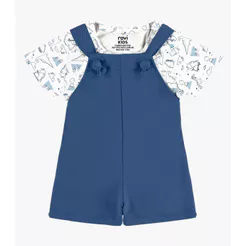 Conjunto Camiseta E Jardineira Infantil Rovi Kids Branco