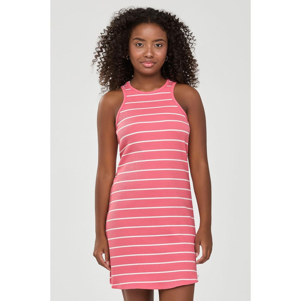 Vestido Juvenil Menina Canelado Listrado Beats Rosa