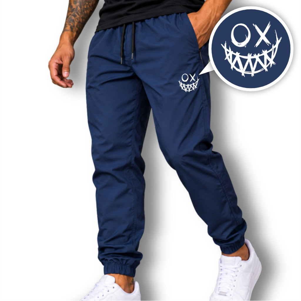 Calça Tactel Masculina SMILE01 Jogger Esportiva Fitness Academia Treino Corrida Caminhada Casual Confortável Leve