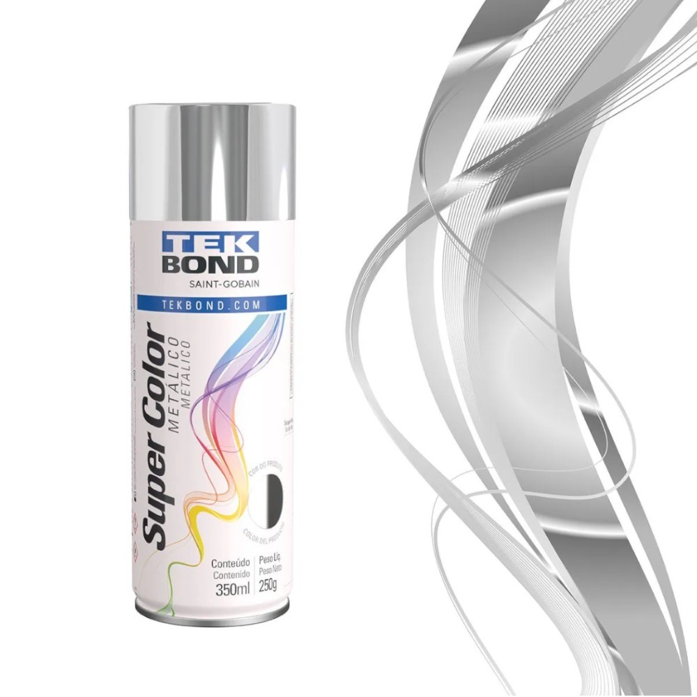 Tinta spray cromado metálico 350 ml 250g - TekBond
