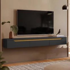 Rack Suspenso para TV até 65 Polegadas 180cm Preto Preto/Cedro