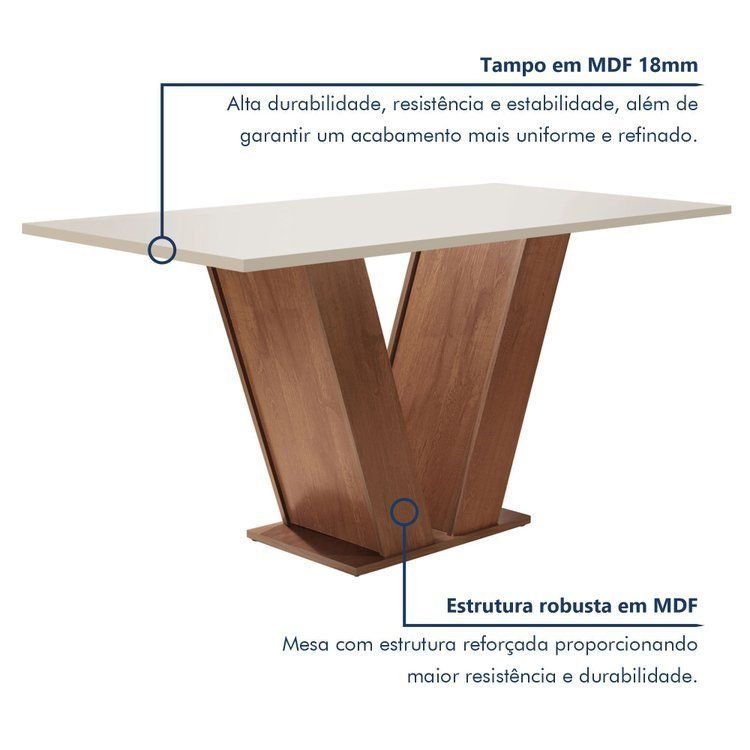 Mesa de Jantar com 4 Cadeiras Tampo MDF Espanha Yescasa Chocolate/Off White/Animale Marrom · foto 2