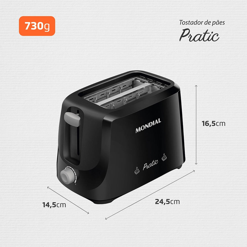 Tostador de Pães Mondial Pratic T-18 Preto/Prata - 700W 110V · foto 2