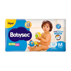Fralda Babysec Ultrasec Hiper Tamanho M com 68 Unidades Descartáveis