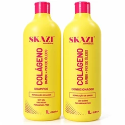 Kit Skazi Vegano Shampoo E Condicionador Reparação De Danos Colageno 1 Litro