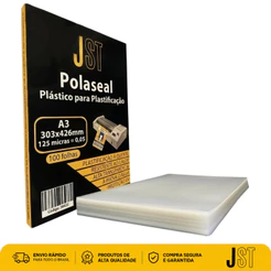 Plástico para Plastificação Polaseal A3 303x426mm 125 Micras 100 Folhas JST