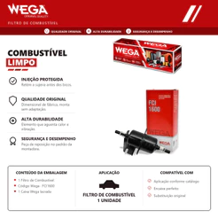Filtro de Combustível Fiat Palio 1996 até 2020 Wega Original