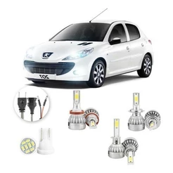 Lâmpadas Ultra Led Peugeot 207 20000lm Alto Baixo e Milha + Pingo Led