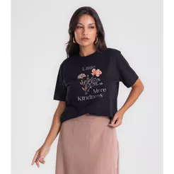 Camiseta T-shirt Feminina Com Estampa Endless Preto