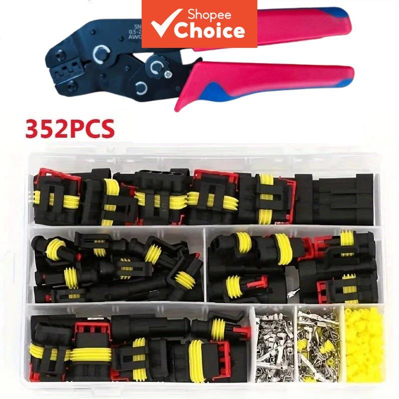 Um Conjunto De Kit De Conector HID De Conexão Rápida Automotiva , 352 Peças Com Alicate De Friso SN-48B 1/2/3/4 Pinos Pl