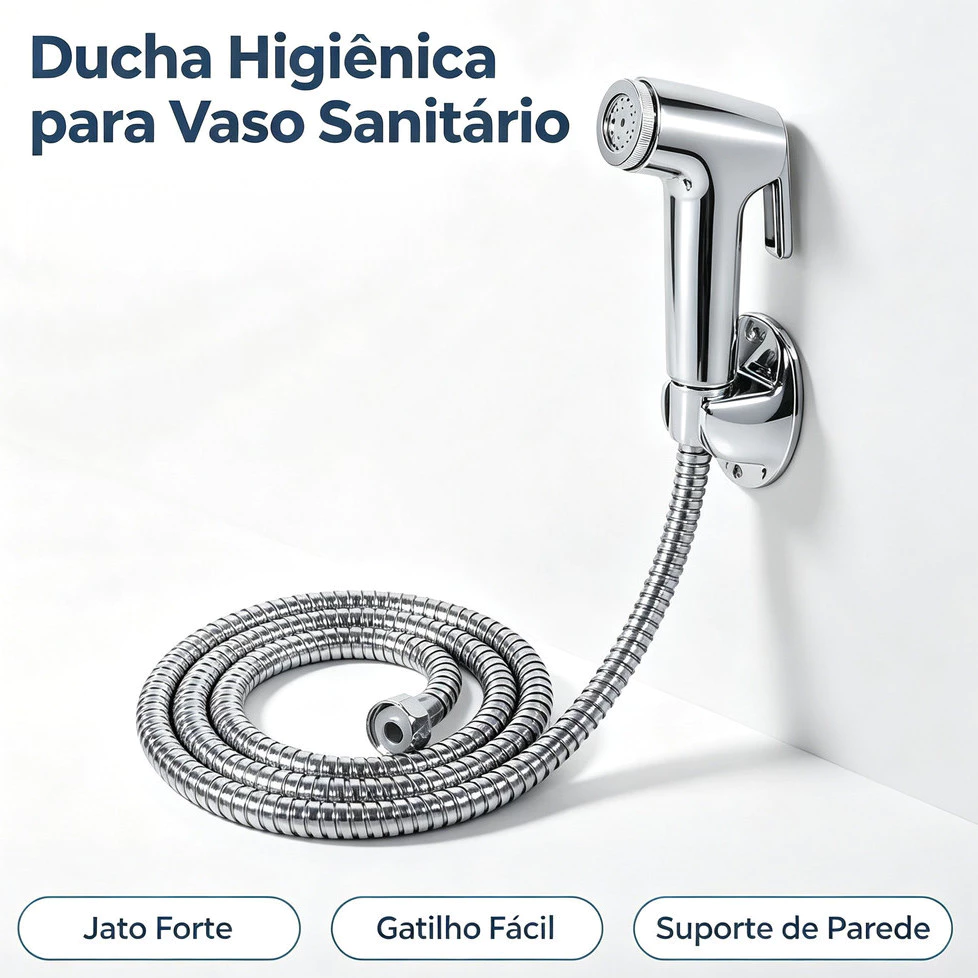 1 Pc Ducha Higiênica / Mangueira Para Banheiro Completa Luxo Inox — imagem 1