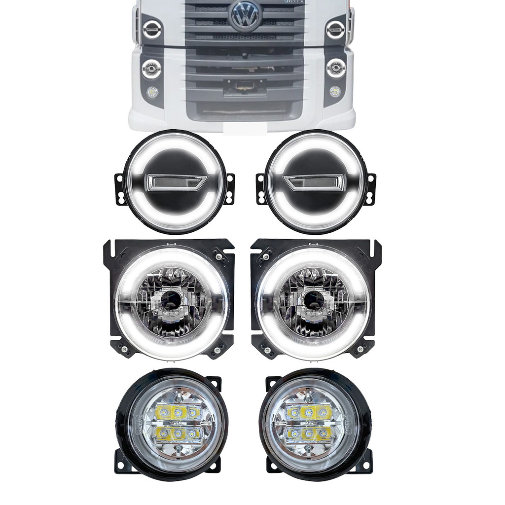 Kit Caminhão Constellation 2006 A 2022 Farol Pisca Led Angel Eyes Auxiliar Milha Lisa Led Lanterna em Oferta na Shopee