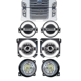 Kit Caminhão Constellation 2006 A 2022 Farol Pisca Led Angel Eyes Auxiliar Milha Lisa Led Lanterna em Oferta na Shopee