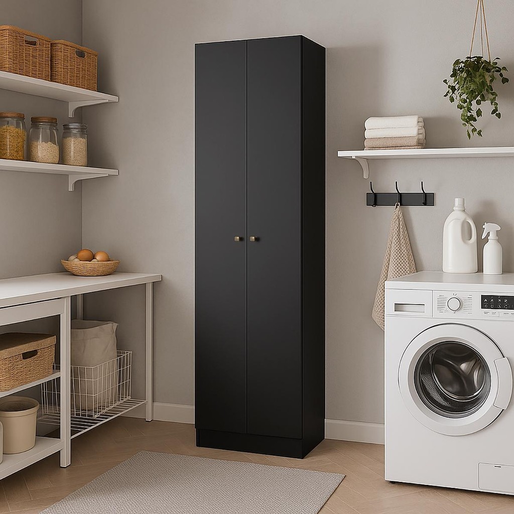 Armário Multiuso Genialflex Xangai 2 Portas Preto Fosco em Oferta na Shopee